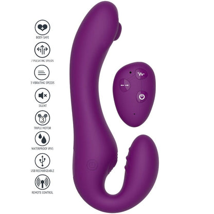 2 In 1 Strapless Strap-On Vibrator With Remote Control Purple | Niks.fi verkkokauppa