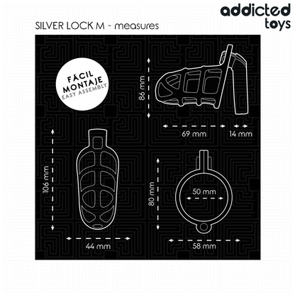 Addicted Toys Lockedsilver Lock Penis Cage Metal Size M | Niks.fi verkkokauppa