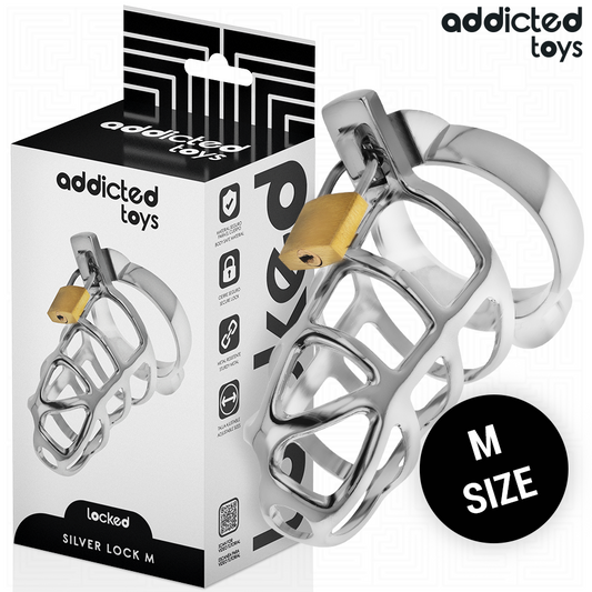 Addicted Toys Lockedsilver Lock Penis Cage Metal Size M | Niks.fi verkkokauppa
