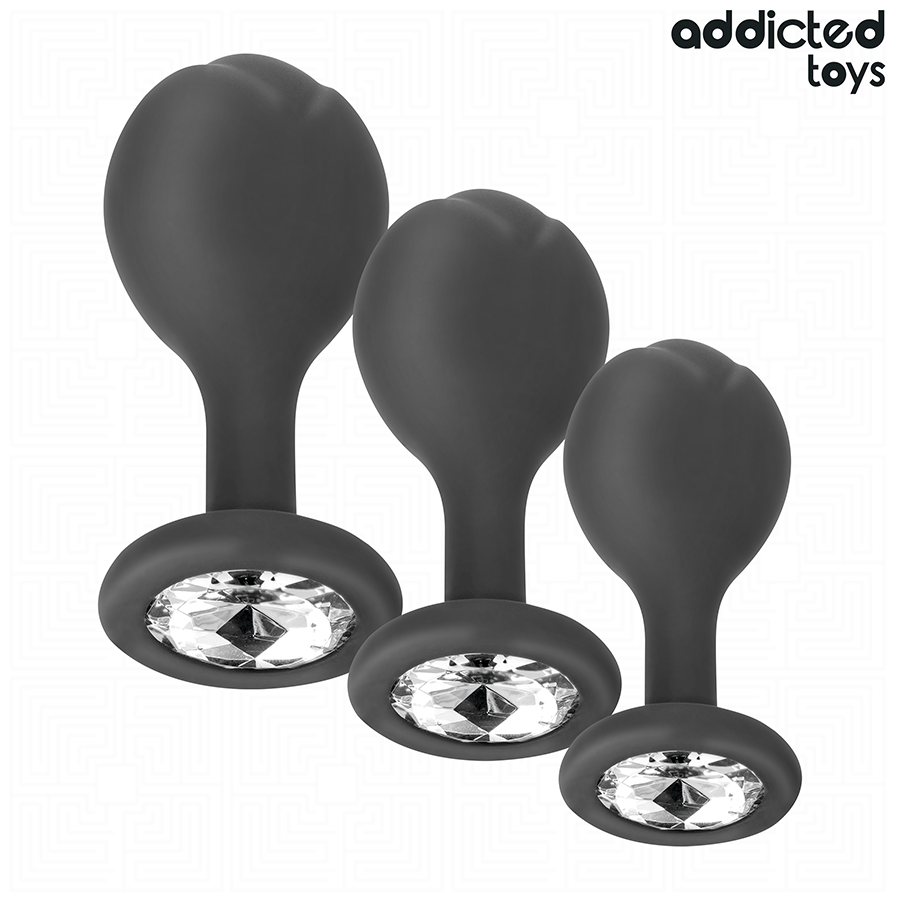 Addicted Toys silikoniset anustapit koristekivellä - setti