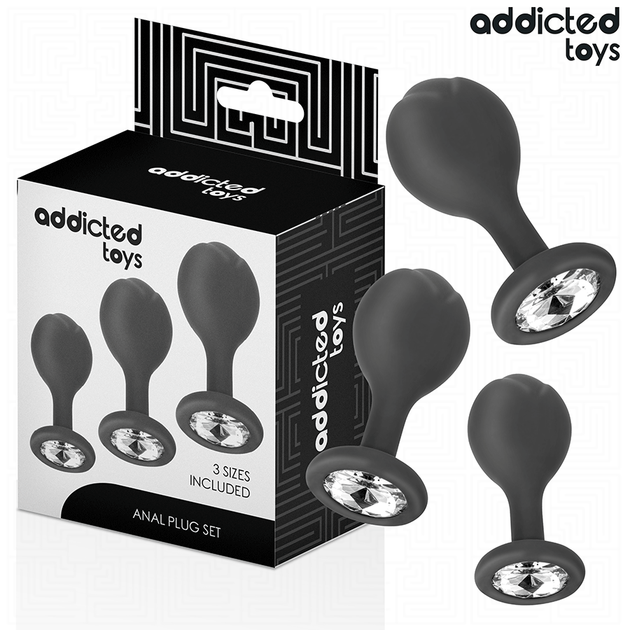 Addicted Toys silikoniset anustapit koristekivellä - setti