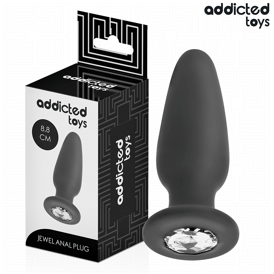 Addicted Toys silikoninen anustappi koristekivellä S - 8,8 cm