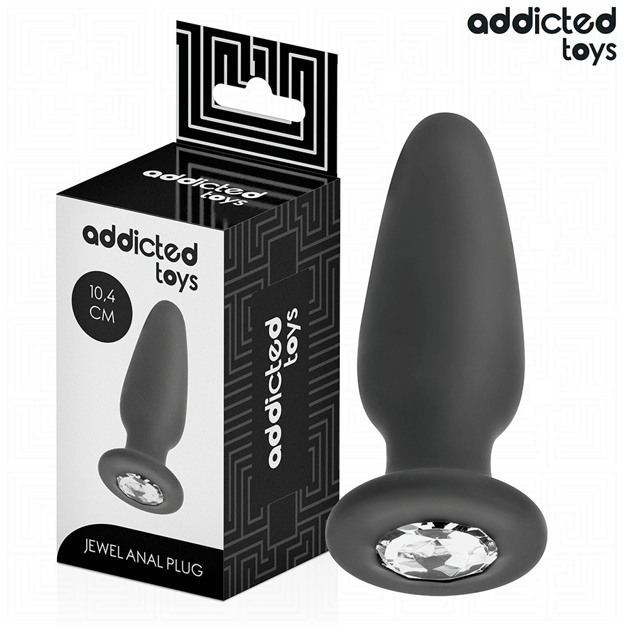 Addicted Toys silikoninen anustappi koristekivellä M - 10,4 cm