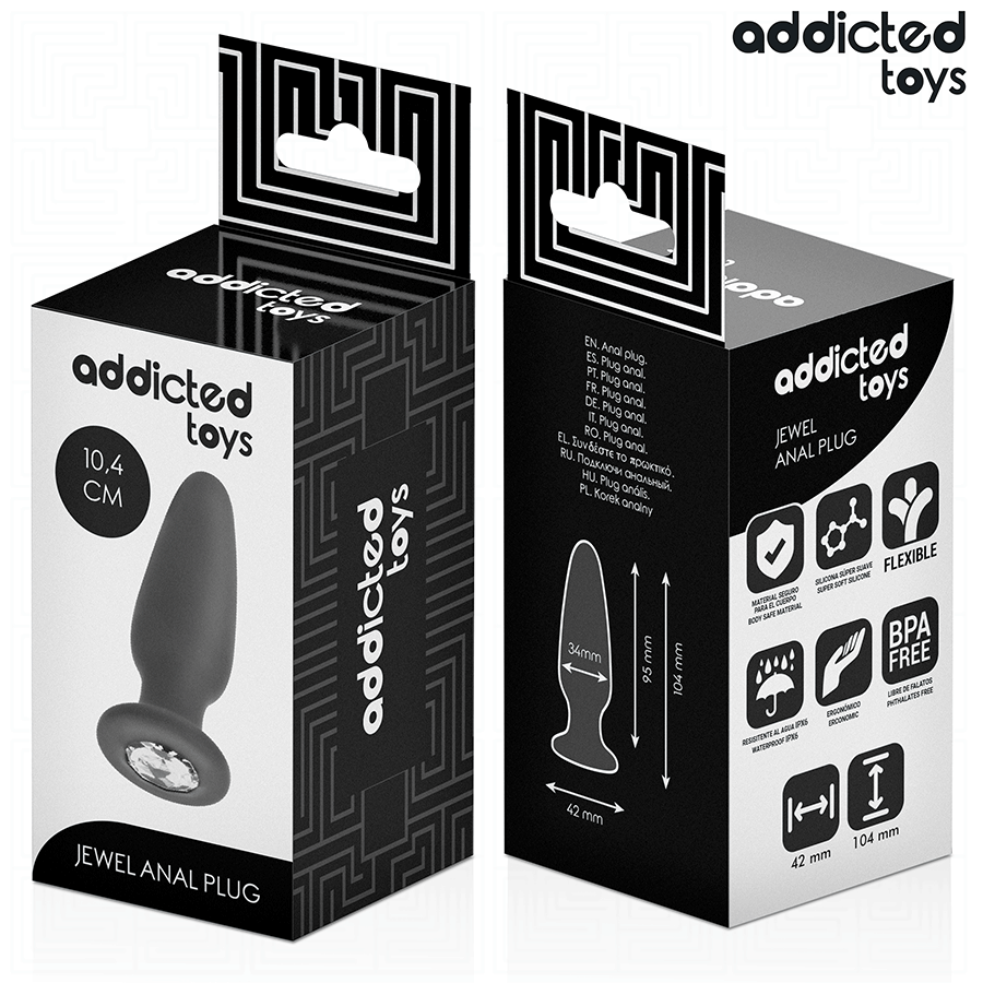 Addicted Toys silikoninen anustappi koristekivellä M - 10,4 cm