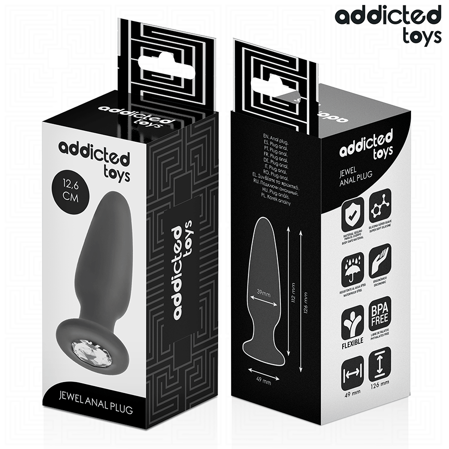 Addicted Toys silikoninen anustappi koristekivellä L - 12,6 cm