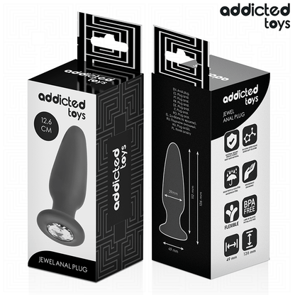 Addicted Toys silikoninen anustappi koristekivellä L - 12,6 cm