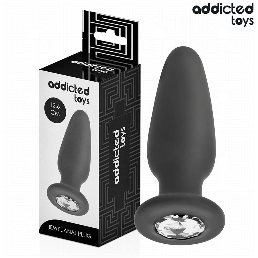 Addicted Toys silikoninen anustappi koristekivellä L - 12,6 cm