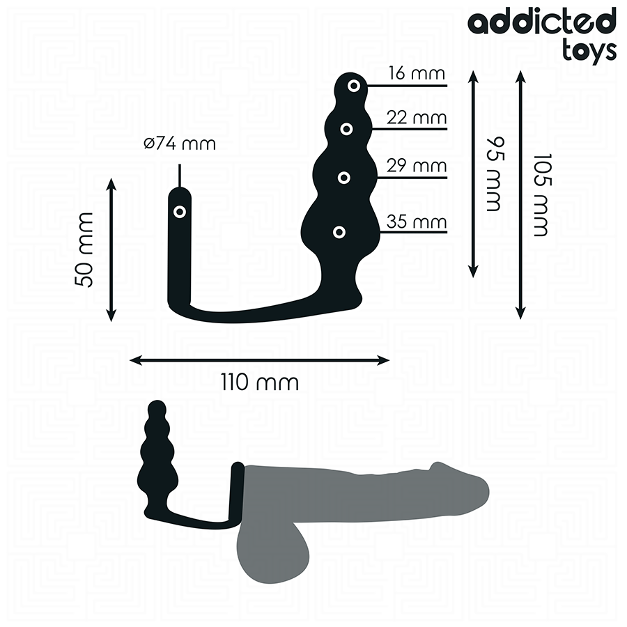 Addicted Toys silikoninen anustappi renkaalla - malli 5