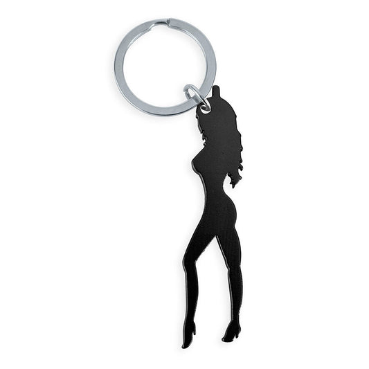 Diablo Picantekeyring With Female Silhouette In Black Color With Beer Opener | Niks.fi verkkokauppa