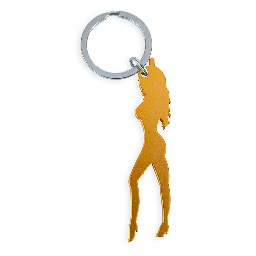 Diablo Picantekeyring With Female Silhouette In Gold Color With Beer Opener | Niks.fi verkkokauppa