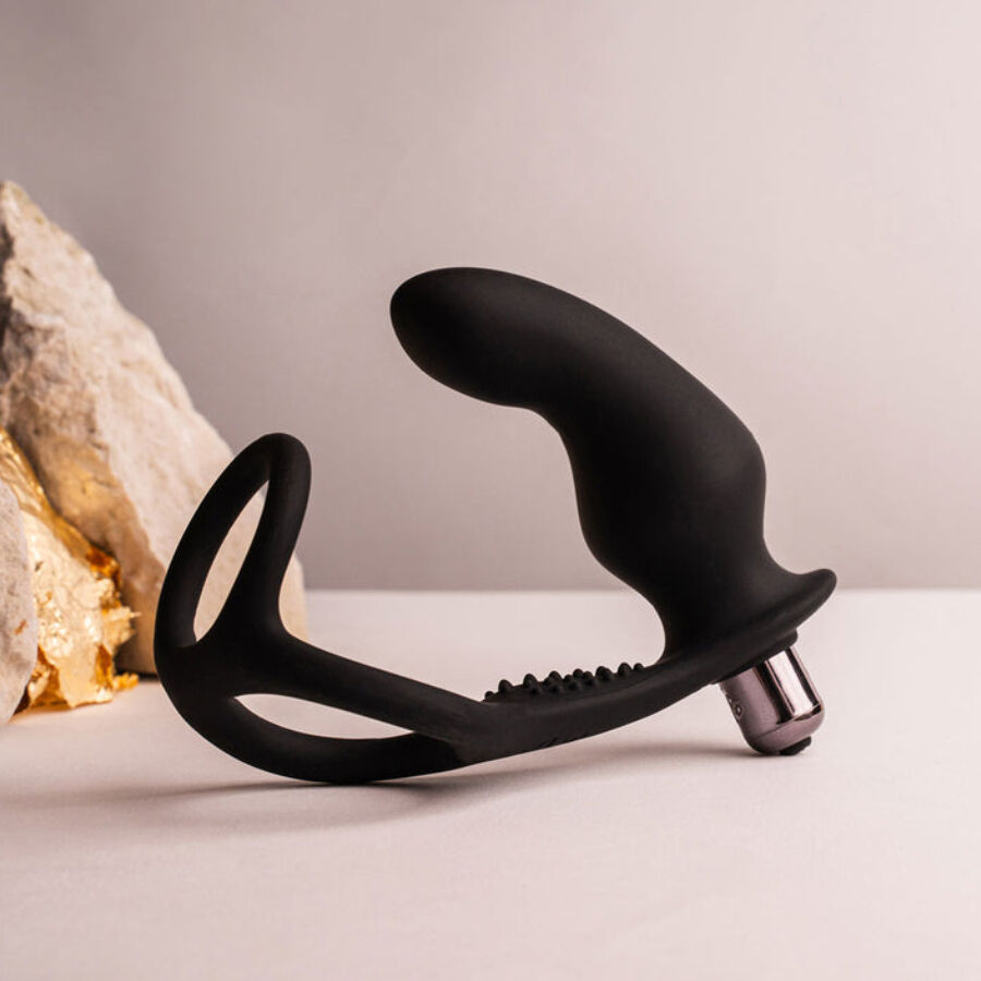 Ro-Zen Rro Anal Plug With Vibrating Penis Ring Black | Niks.fi verkkokauppa