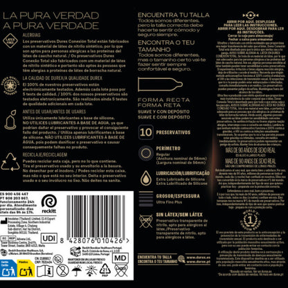 Durex Total Connection XL Ultra Fine Plus lateksittomat kondomit - 10 kpl