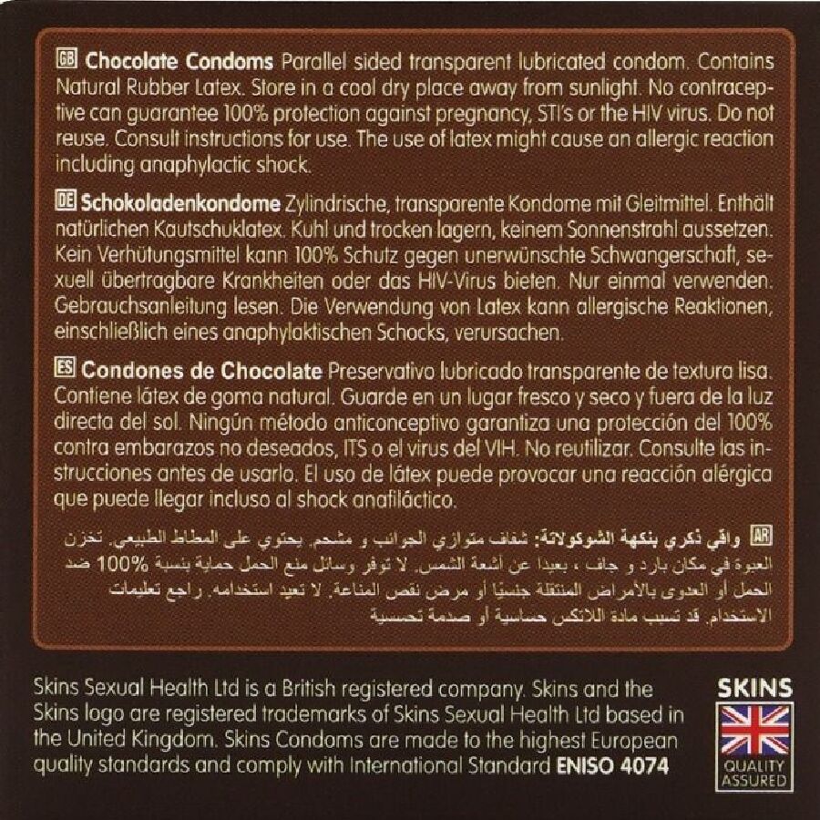 Skins Chocolate Premium suklaanmakuiset kondomit - 4 kpl