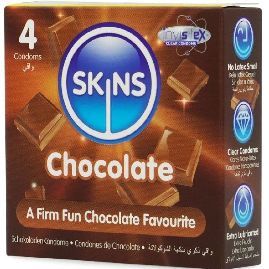 Skins Chocolate Premium suklaanmakuiset kondomit - 4 kpl