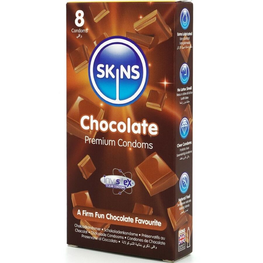 Skins Chocolate Premium suklaanmakuiset kondomit - 8 kpl