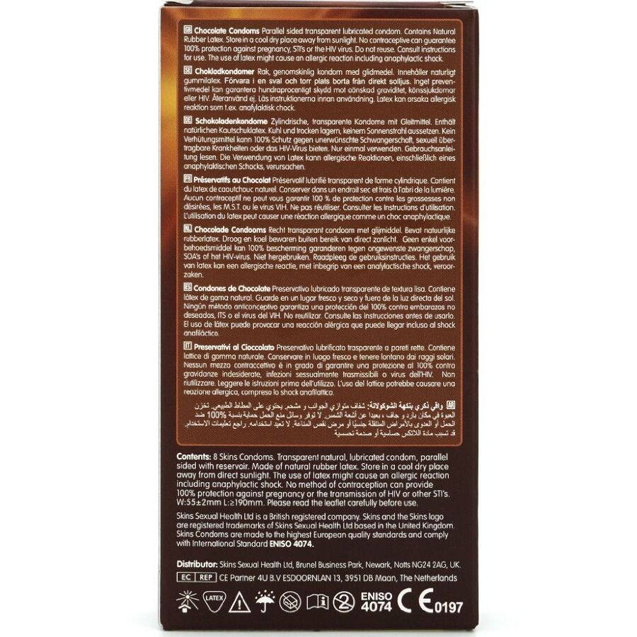 Skins Chocolate Premium suklaanmakuiset kondomit - 8 kpl