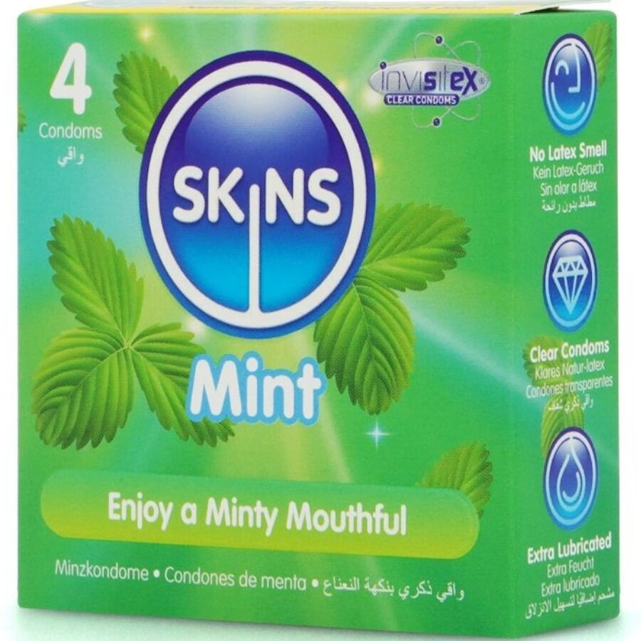 Skins Mint Premium mintunmakuiset kondomit - 4 kpl