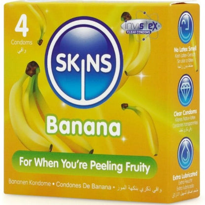 Skins Banana Premium banaaninmakuiset kondomit - 4 kpl