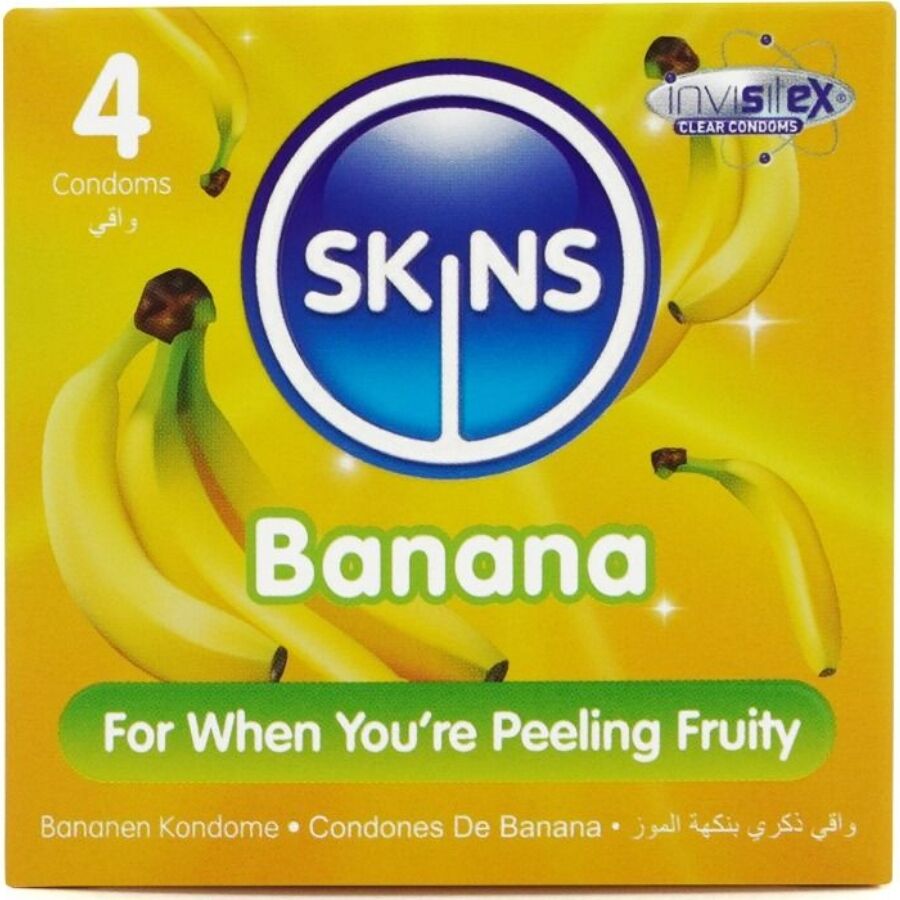 Skins Banana Premium banaaninmakuiset kondomit - 4 kpl