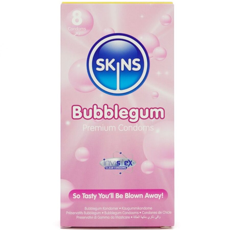 Skins Bubblegum Premium purukuminmakuiset kondomit - 8 kpl
