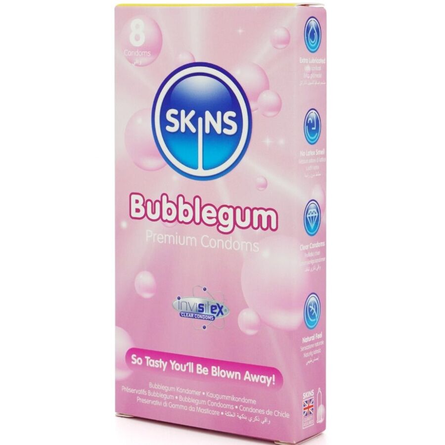 Skins Bubblegum Premium purukuminmakuiset kondomit - 8 kpl
