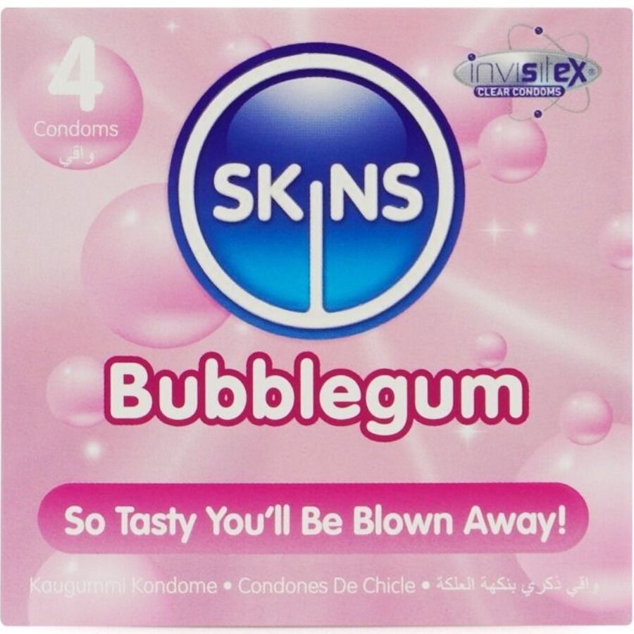 Skins Bubblegum Premium purukuminmakuiset kondomit - 4 kpl