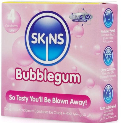 Skins Bubblegum Premium purukuminmakuiset kondomit - 4 kpl