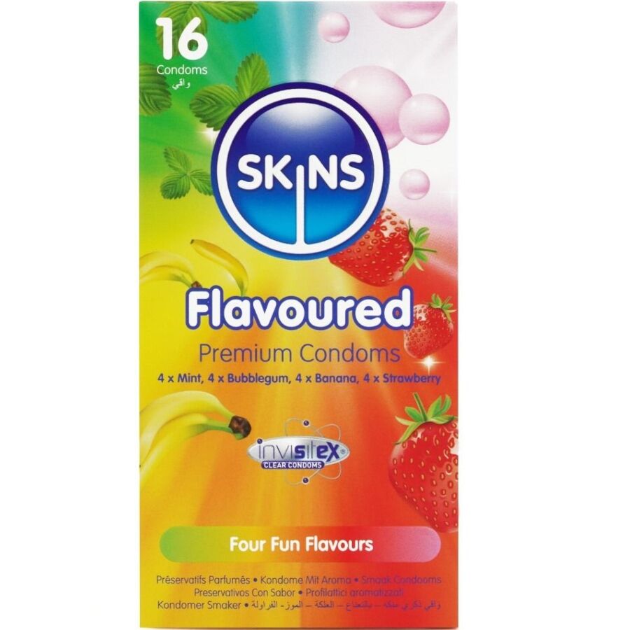 Skins Multi Flavors Premium makukondomilajitelma - 16 kpl