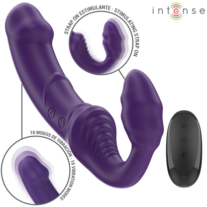 Intense Jill kaksipäinen vibraattori kaukosäätimellä - violetti - 20 cm