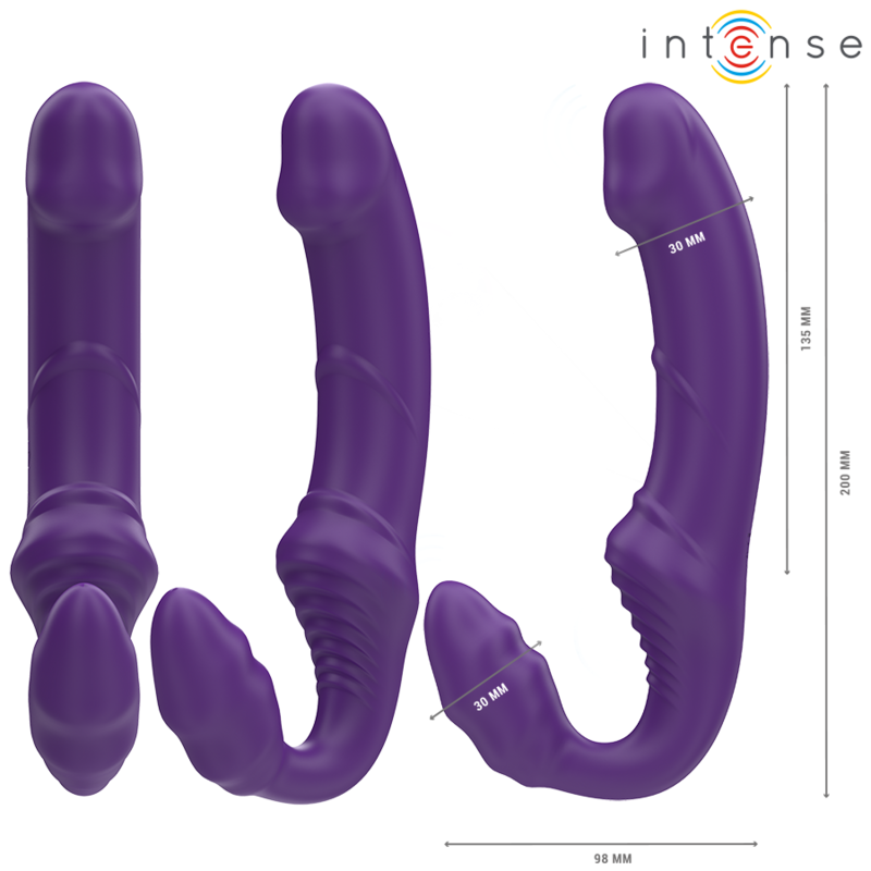 Intense Jill kaksipäinen vibraattori kaukosäätimellä - violetti - 20 cm
