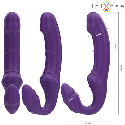 Intense Jill kaksipäinen vibraattori kaukosäätimellä - violetti - 20 cm