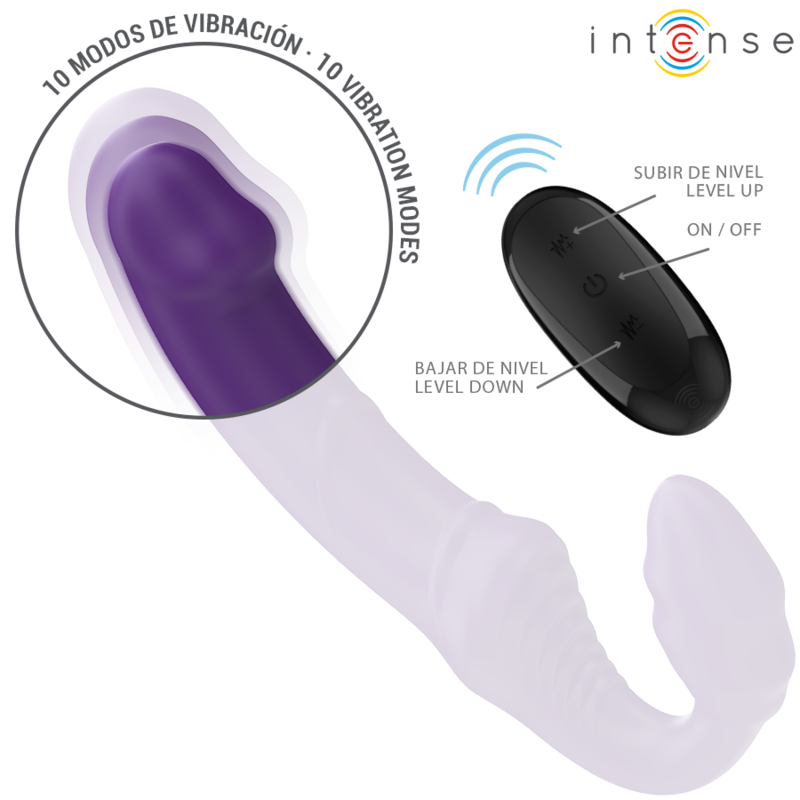 Intense Jill kaksipäinen vibraattori kaukosäätimellä - violetti - 20 cm