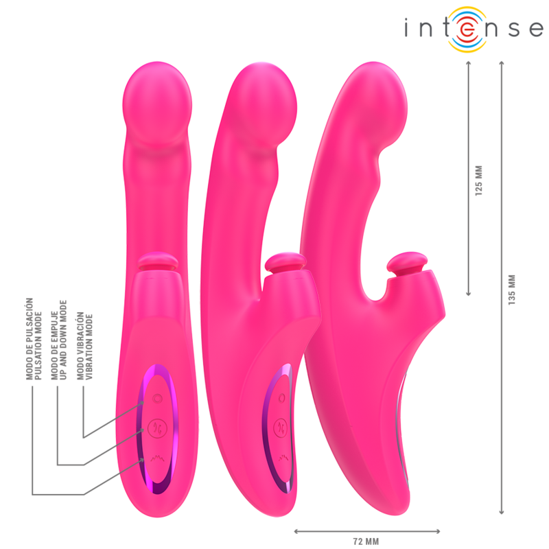 Intense Emi 3-in-1-vibraattori - 10 värinäohjelmaa - pinkki - 13,5 cm