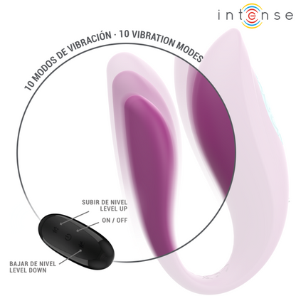 Intense Annie U-muotoinen vibraattori ja kiihotin kaukosäätimellä - violetti