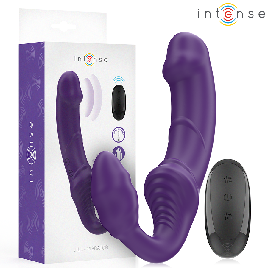 Intense Jill kaksipäinen vibraattori kaukosäätimellä - violetti - 20 cm