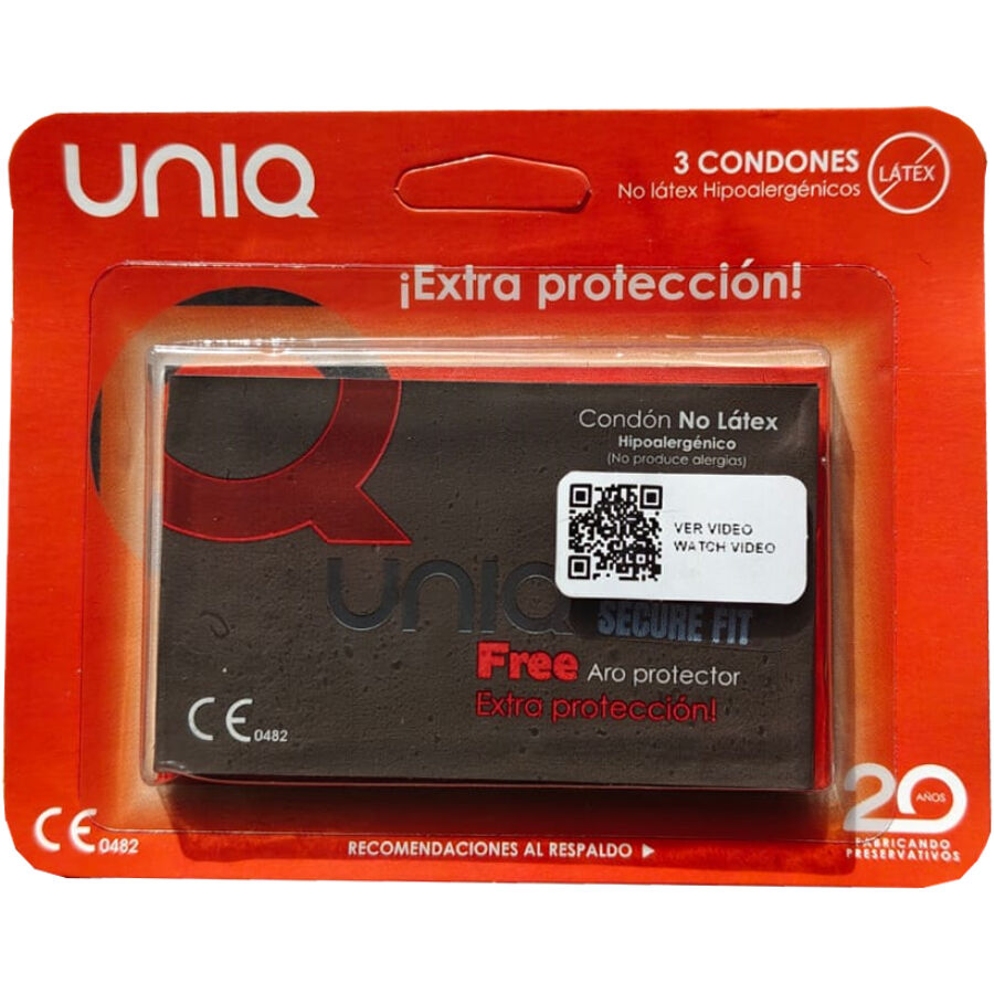 Uniq Secure Fit lateksittomat kondomit - 3 kpl