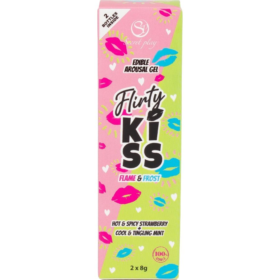 Secretplay Flirty Kiss intiimigeelisetti suuseksiin - mansikka/minttu - 2 × 8 g