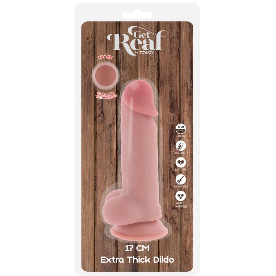 Get Real Deluxe erityisen paksu realistinen dildo kiveksillä - 17 cm