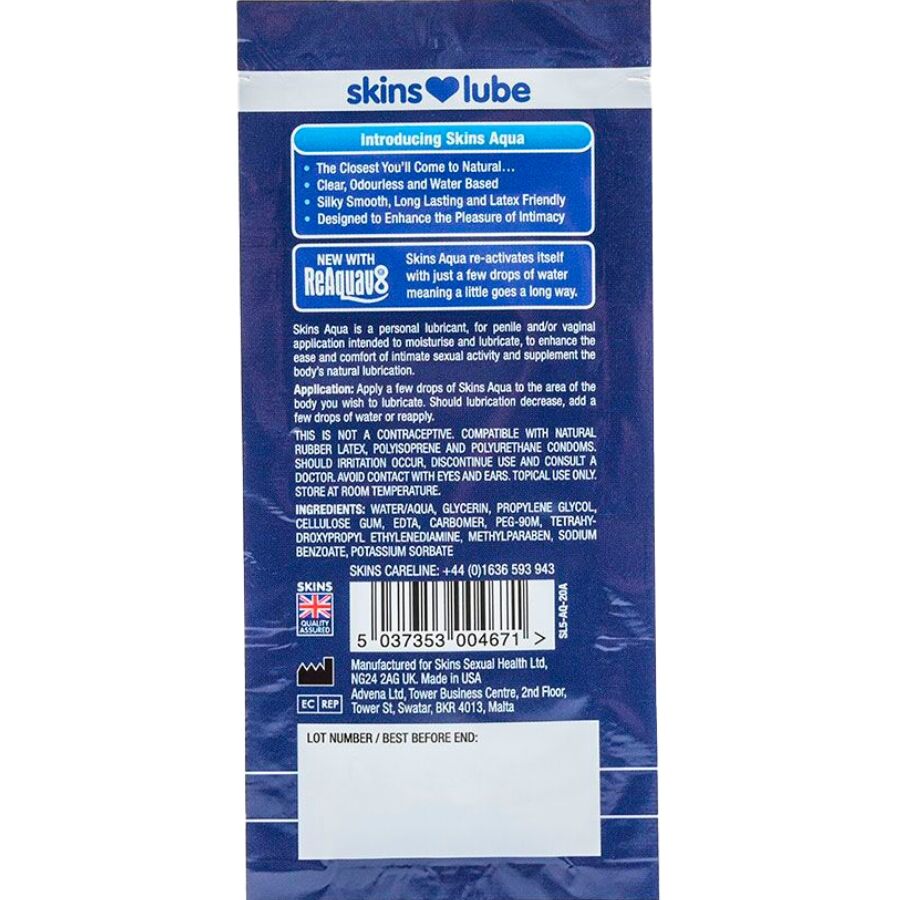 Skins Aqua vesipohjainen liukuvoide kerta-annoksena - 5 ml
