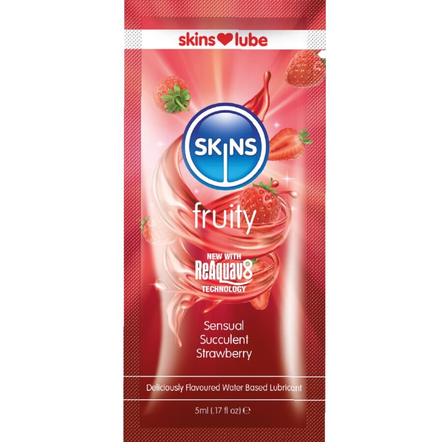 Skins Fruity vesipohjainen liukuvoide kerta-annoksena - mansikka - 5 ml