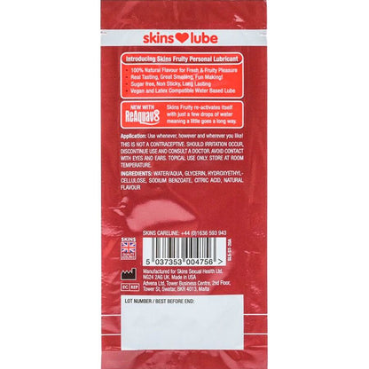 Skins Fruity vesipohjainen liukuvoide kerta-annoksena - mansikka - 5 ml