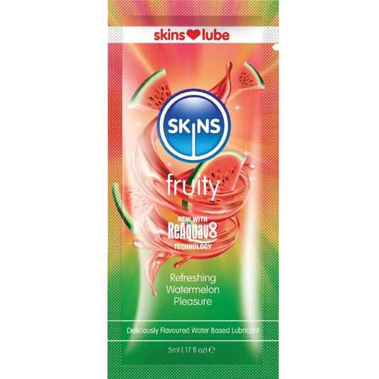 Skins Fruity vesipohjainen liukuvoide kerta-annoksena - vesimeloni - 5 ml