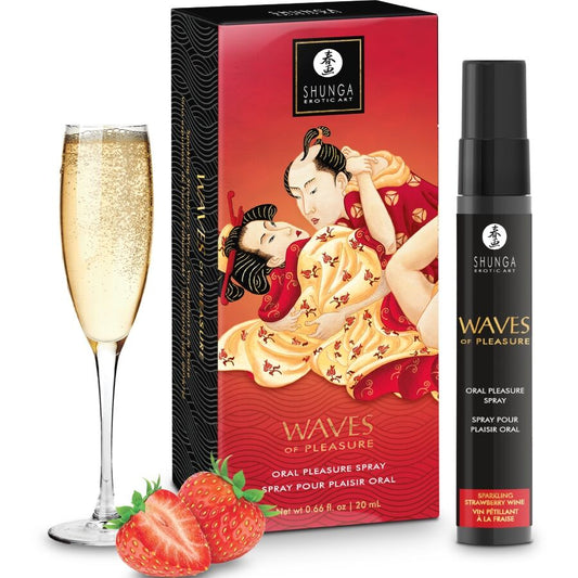 Shunga Waves Pleasure suuseksiin tarkoitettu suihke - mansikka - 20 ml