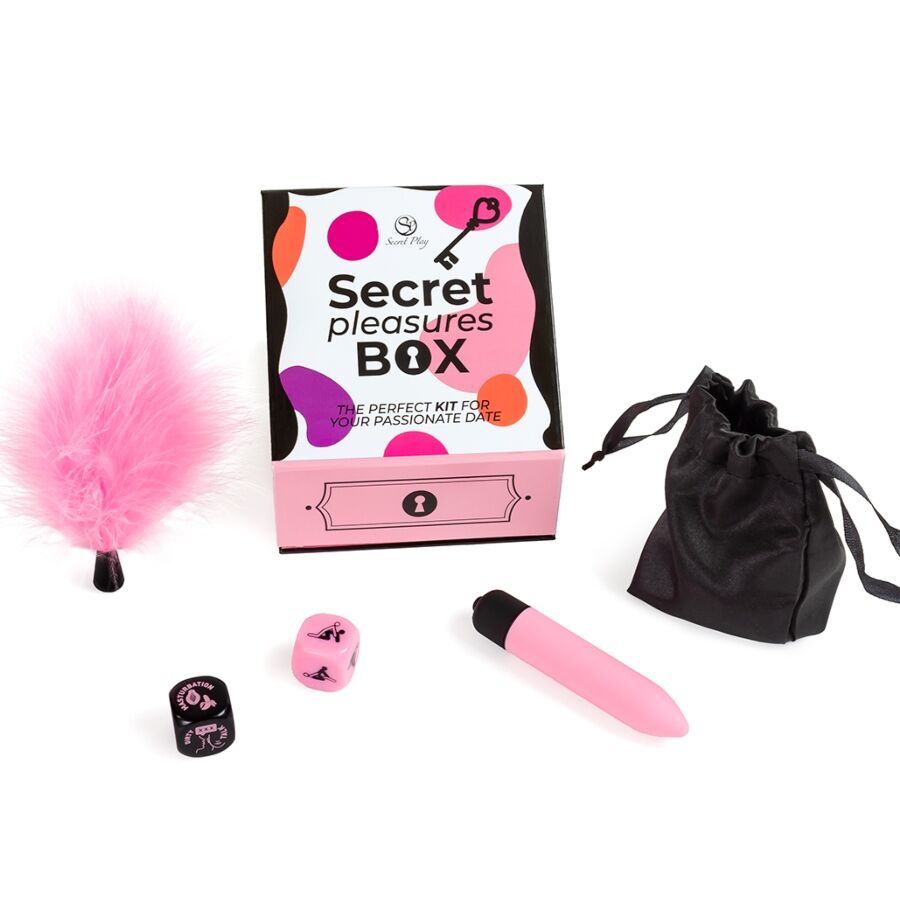 Secret Play Pleasures Box pariskunnan setti nopilla ja luotivibraattorilla