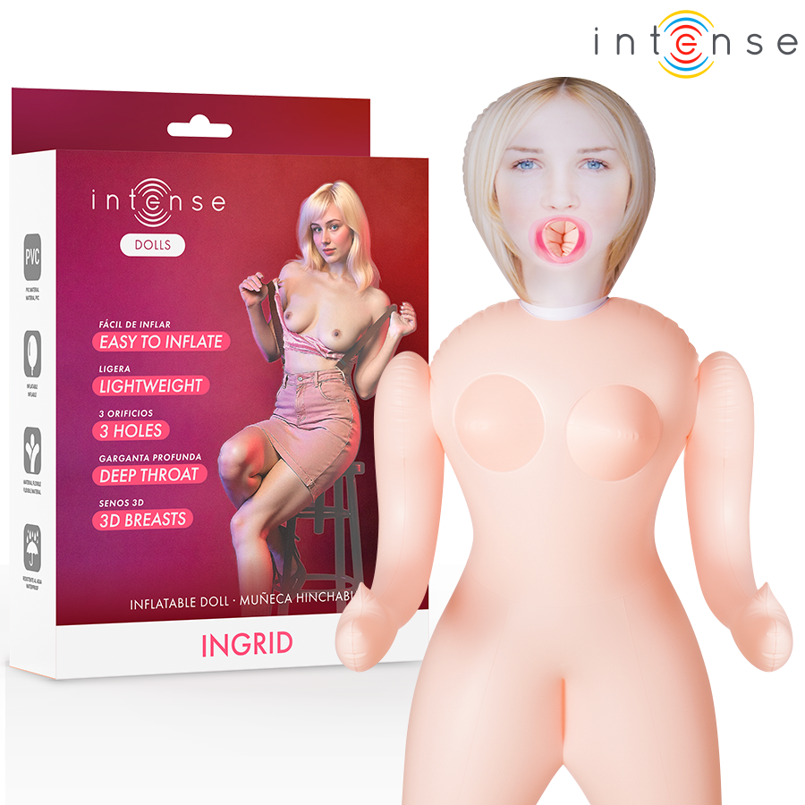 Intense Dolls Ingrid puhallettava seksinukke kolmella aukolla