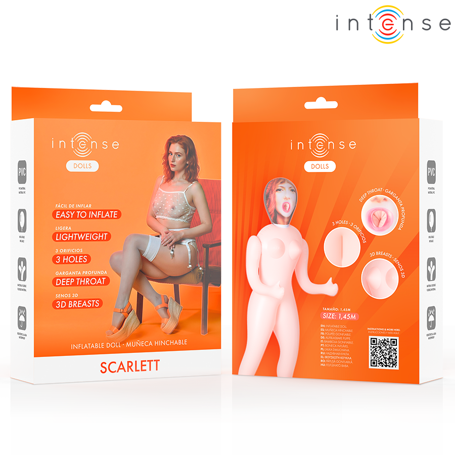 Intense Dolls Scarlett puhallettava seksinukke kolmella aukolla