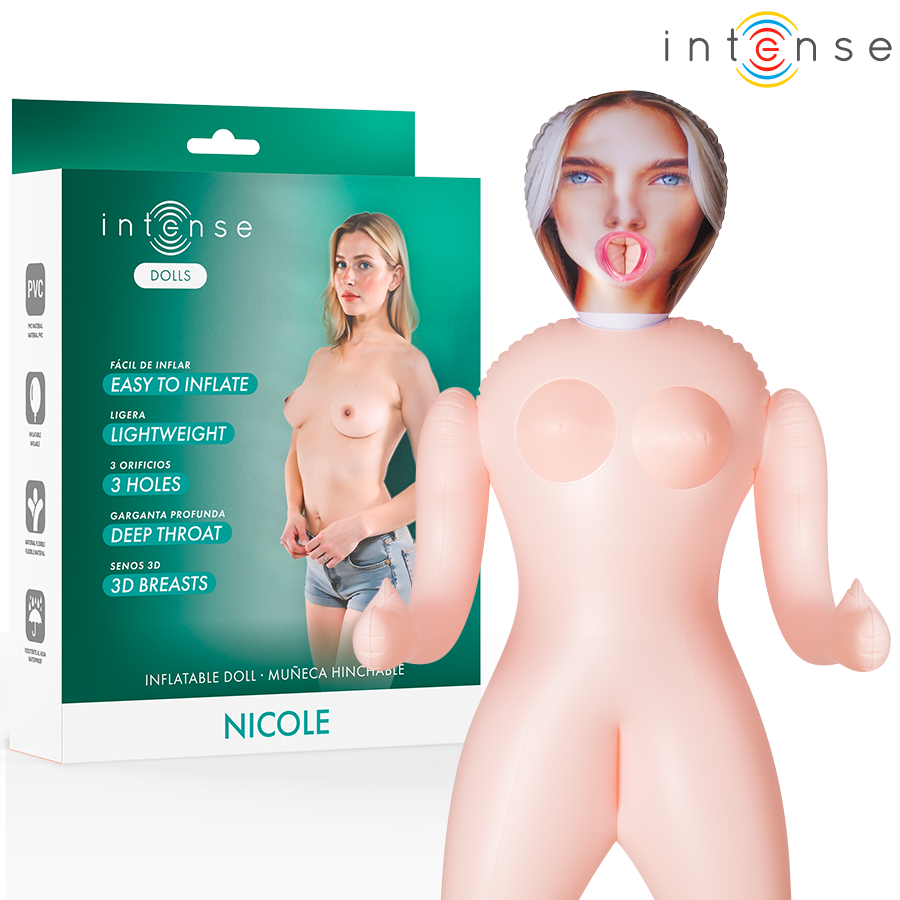 Intense Dolls Nicole puhallettava seksinukke kolmella aukolla