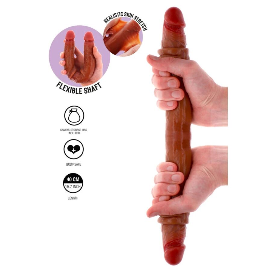 Get Real kaksipäinen silikonidildo - karamelli - 40 cm