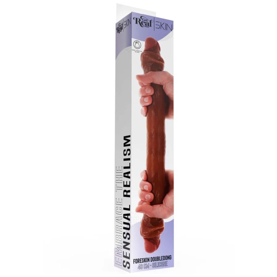 Get Real kaksipäinen silikonidildo - karamelli - 46 cm