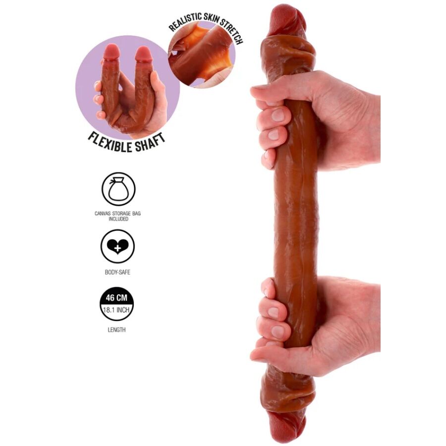 Get Real kaksipäinen silikonidildo - karamelli - 46 cm